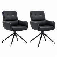 DREHSTUHL 2er-Set 360° drehbar 85 cm PU Schwarz Metall - Schwarz, Metall (50/85/55.1cm) - Meubliv