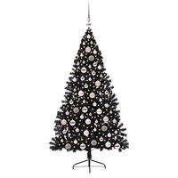 WEIHNACHTSBAUM Künstlicher Vorbeleuchteter Haltbar 115/115/180 cm Schwarz PVC - Schwarz, Kunststoff (180cm) - vidaXL