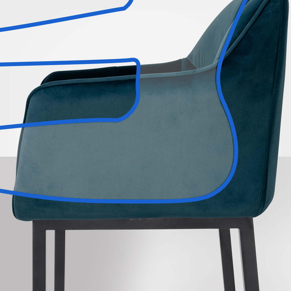 BARHOCKER Gibel Samt Grün Schwarz - Grün, Textil (64/110/48cm) - DELUKE