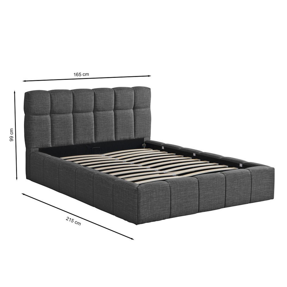 BETT ELIAS / 140x190 cm mit Lattenrost, Dunkelgrau - Grau, Holzwerkstoff (140/190cm) - Weber Industries