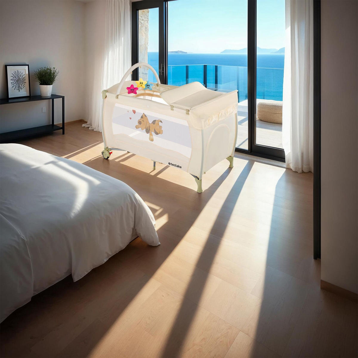 KINDER REISEBETT Hund,inklusive Tragetasche, 132 x 75 x 104 cm,beige - Beige, Kunststoff (75/104/132cm) - tectake