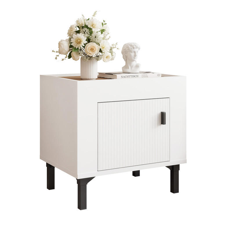 NACHTSCHRANK AVENA 48/36/47 cm Weiß/Eiche - Weiß, Holzwerkstoff/Kunststoff (48/47/36cm) - Idohome