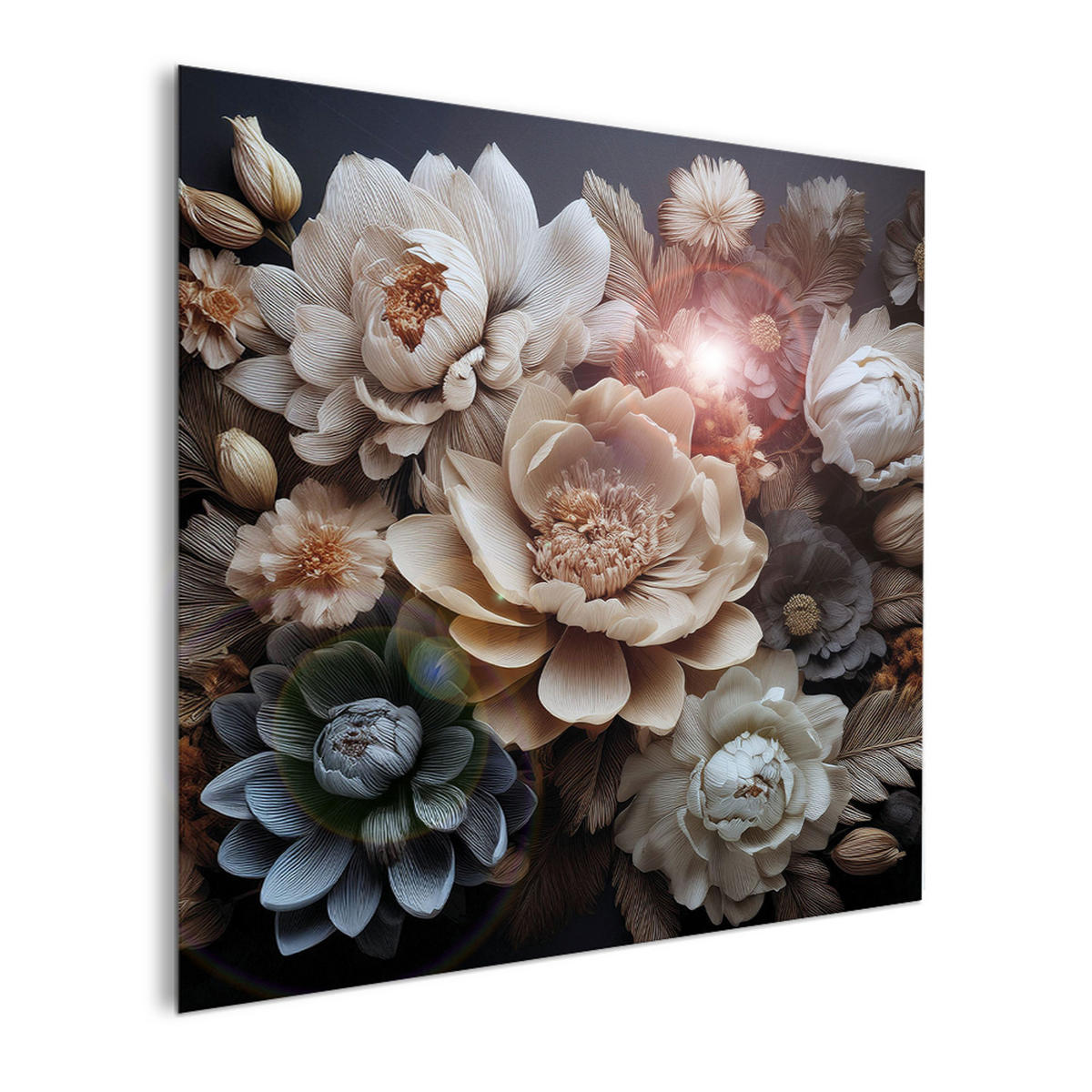 GLASBILD 30×30 cm Blumen beige grau - Beige, Glas (30/30cm) - artissimo