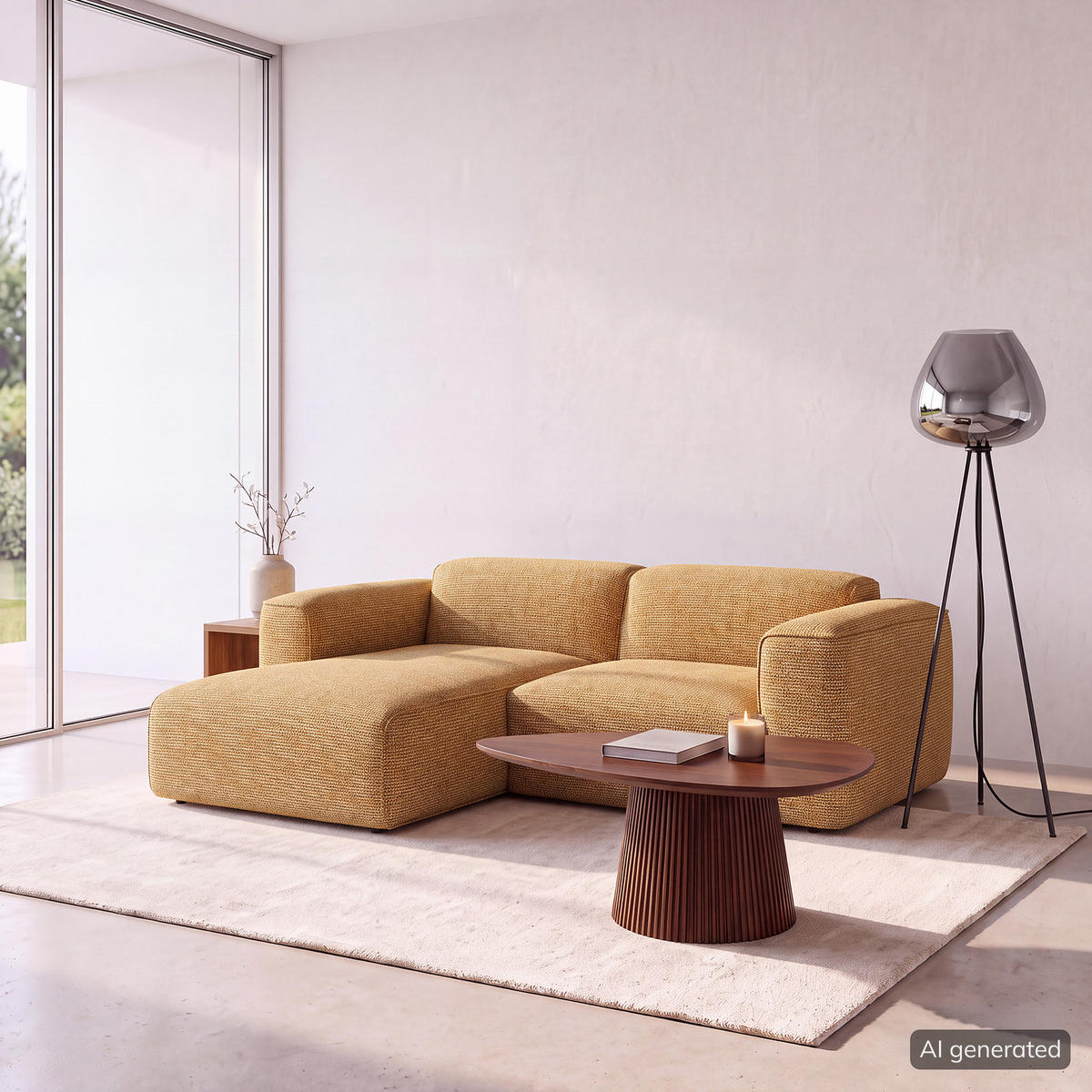 1,5-SITZER ECKSOFA mit Longchair - Schwarz/Honig, Kunststoff/Textil (260/173cm) - home24
