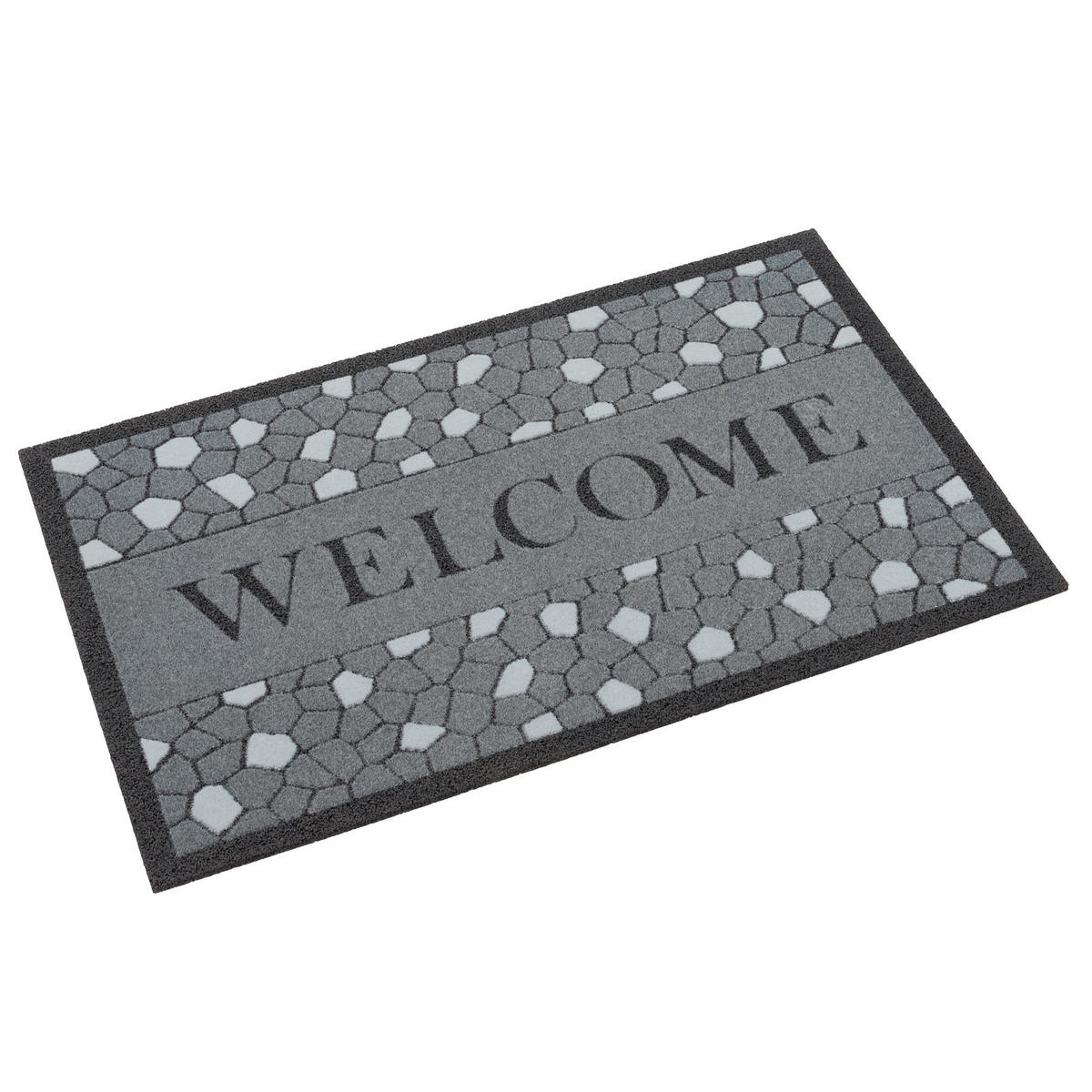 IN & OUTDOOR FUSSMATTE RUBBER FLOCK WELCOME - Schwarz, Textil (50/80cm) - Pergamon