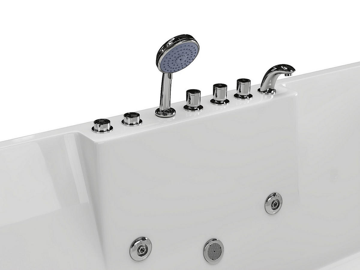 WHIRLPOOLBADEWANNE - 2 -Sitzer - Acryl - weiß - THALASSA - Weiß, Kunststoff (182/62/122cm) - Vente-Unique