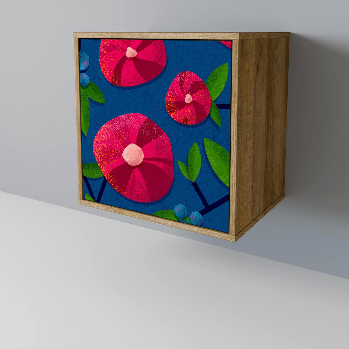 SIDEBOARD SPRING THOUGHTS, Eichefarben, 57,5x42x75,5 cm, Goldfarbene Metallfüße - Eichefarben/Goldfarben, Holzwerkstoff/Metall (57.5/75.5/42cm) - SpaceRebels