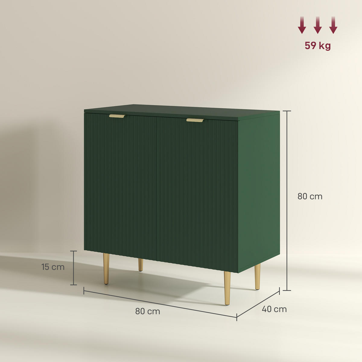 SIDEBOARD Olivgrün, 2 Türen, 80/40/80 cm - Grün, Holz (80/80/40cm) - PANGIVO