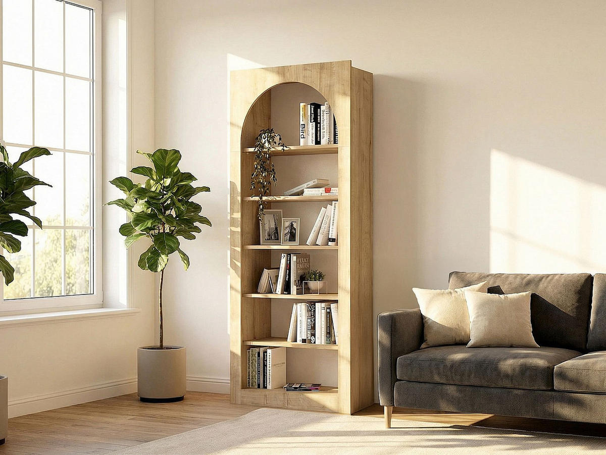 BÜCHERREGAL - 74 cm x 35 cm - holz - naturfarben hell Cymora - Naturfarben, Holz (74/180/35cm) - Vente-Unique