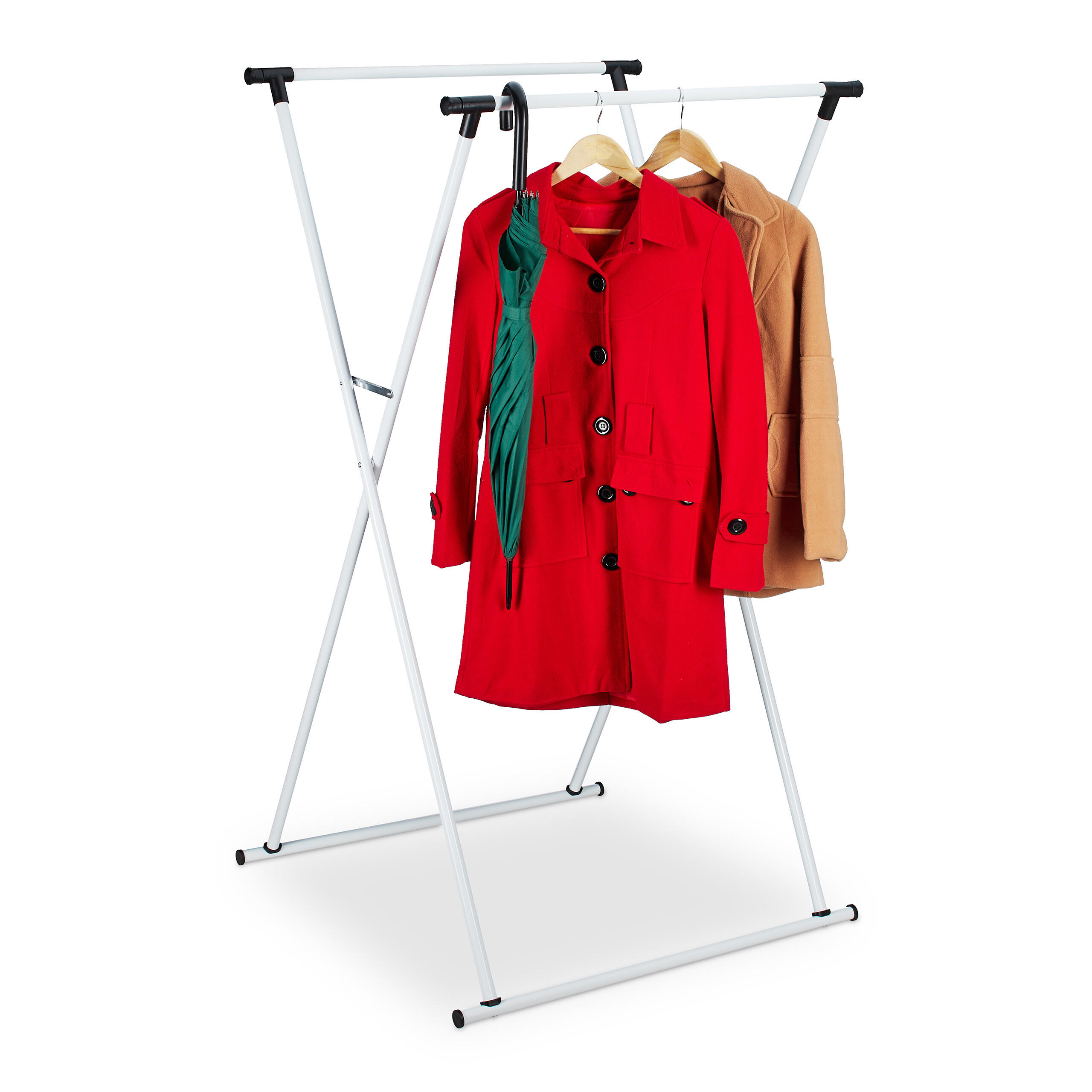 KLÄDSTÄLLNING Vit utdragbar metall hopfällbar 139 cm 139/135/95 cm