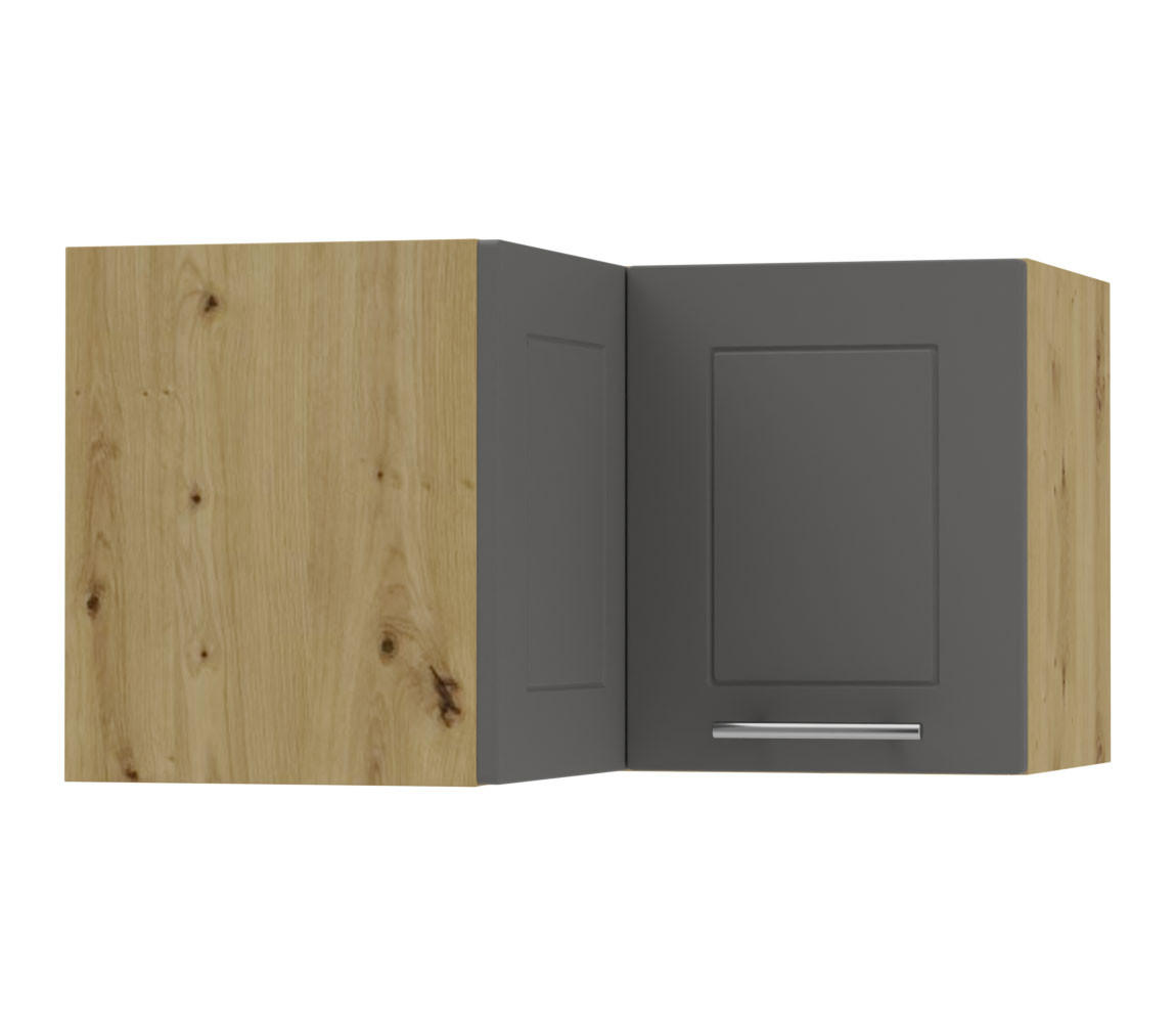ECKHÄNGESCHRANK Kvantum W12/60/36 Graphit Matt / Eiche Artisan Matt 60 / 60 / 36cm - Graphitfarben/Eiche Artisan, Holz/Holzwerkstoff (60/36/60cm) - Feldmann-Wohnen