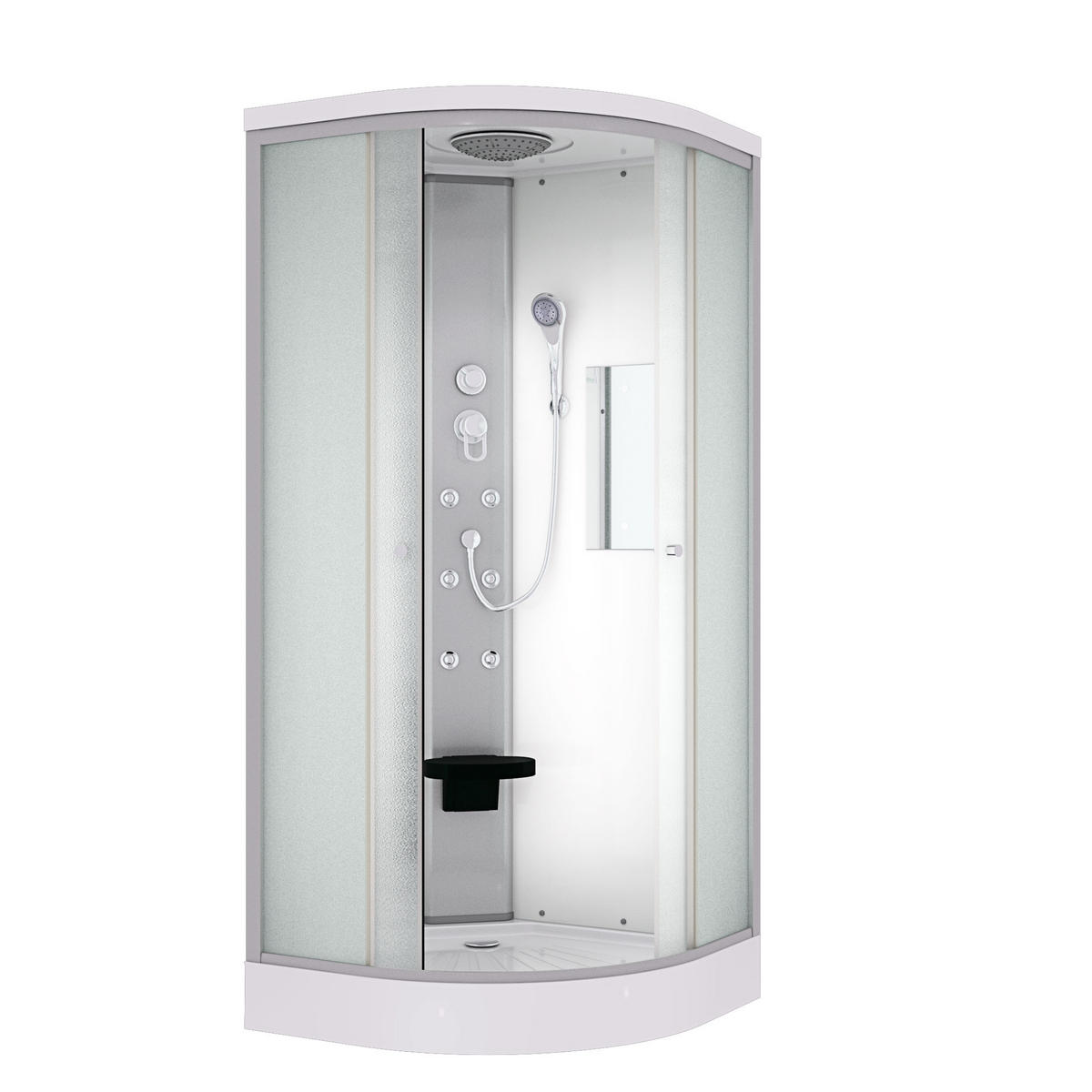 DUSCHKABINE Dusche D10-00M0 80x80 cm ohne 2K Scheiben Versiegelung - Weiß, Glas/Kunststoff (80/80/215cm) - AcquaVapore by Sandra Jentho