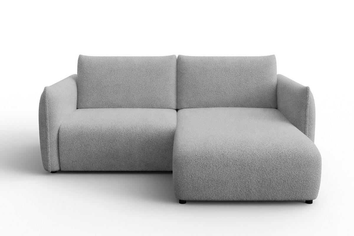 ECKSOFA TAUER 3-Sitzer RECHTS, Bouclé-Stoff hellgrau - Schwarz/Grau, Holz/Textil (206/173cm) - Courtois Laville