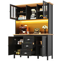 BUFFET 120/40/179 cm aus MDF und Metall mit LED-Beleuchtung Schwarz - Schwarz, Holzwerkstoff (120/179/40cm) - Modenvie