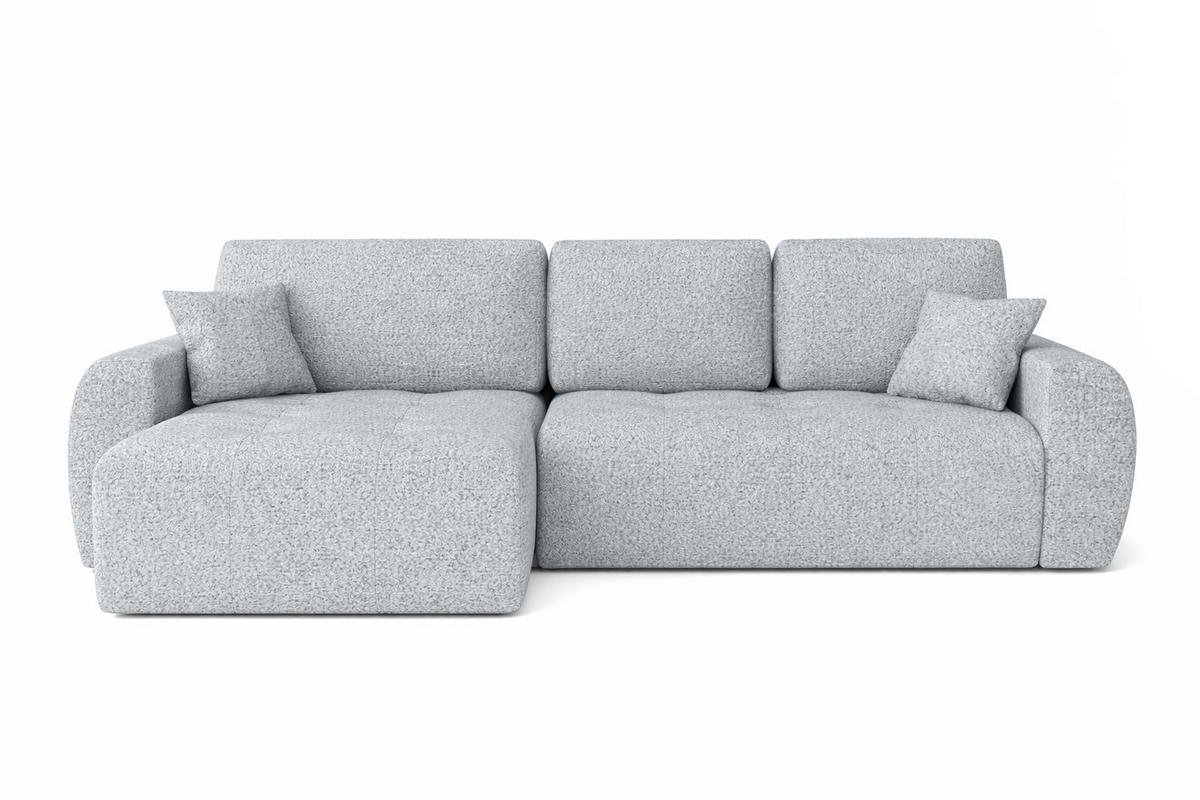 ECKSOFA Mit Schlaffunktion Und Bettkasten L-Form Ivo L, Chenille-Stoff Artico, Cement, Links - Hellgrau, Holz (250/142cm) - Kaiser Möbel