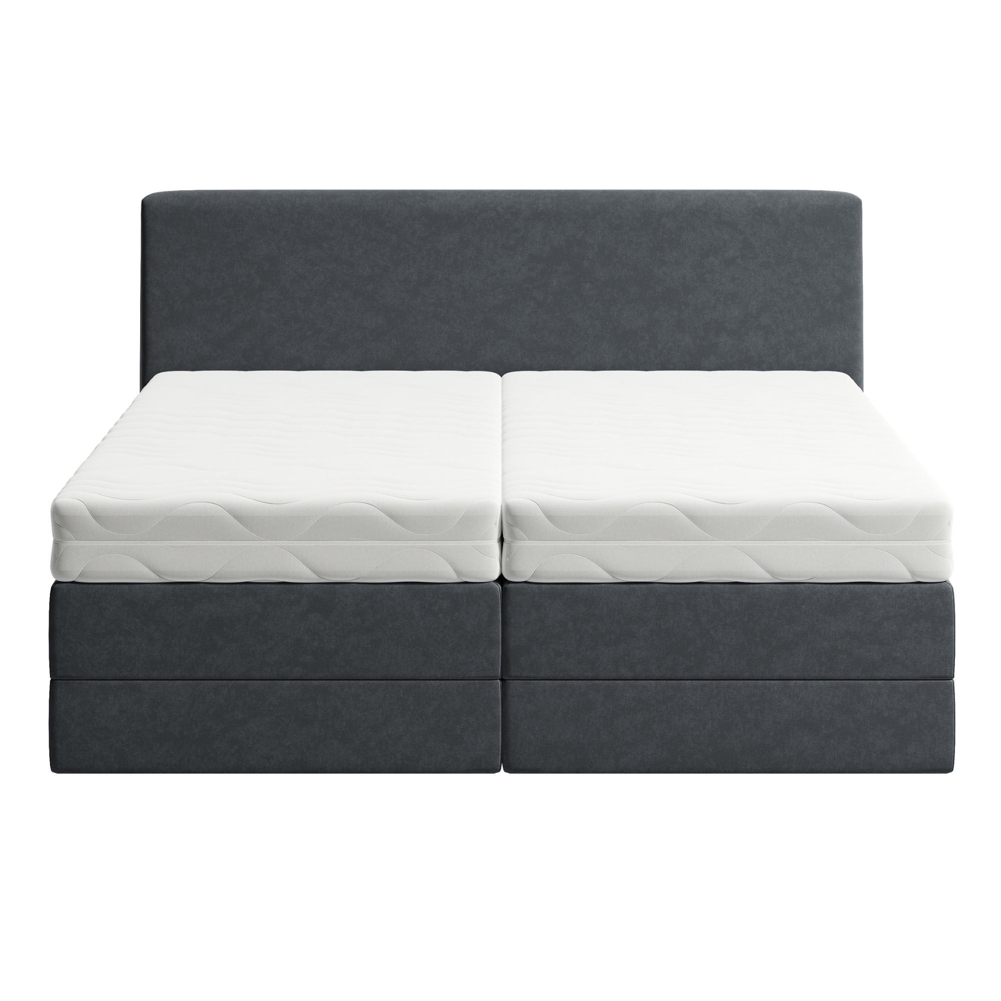 BOXSPRINGBETT mit Bonnell Matratze, mit Kopfteil, 200 x 200 cm, in Dunkelgrau - Anthrazit, Naturmaterialen (200/200cm) - Home Collective