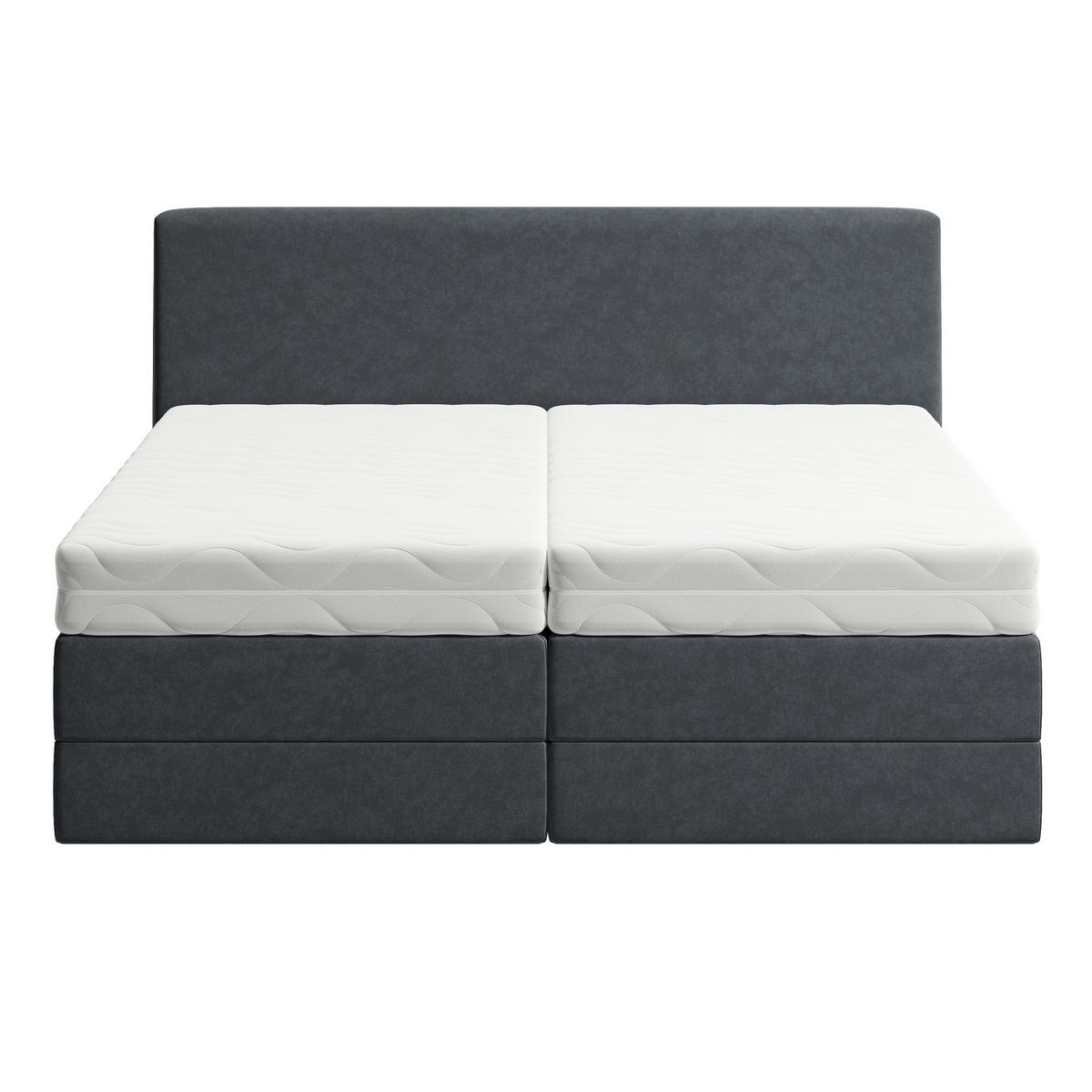 BOXSPRINGBETT mit Bonnell Matratze, mit Kopfteil, 200 x 200 cm, in Dunkelgrau - Anthrazit, Naturmaterialen (200/200cm) - Home Collective