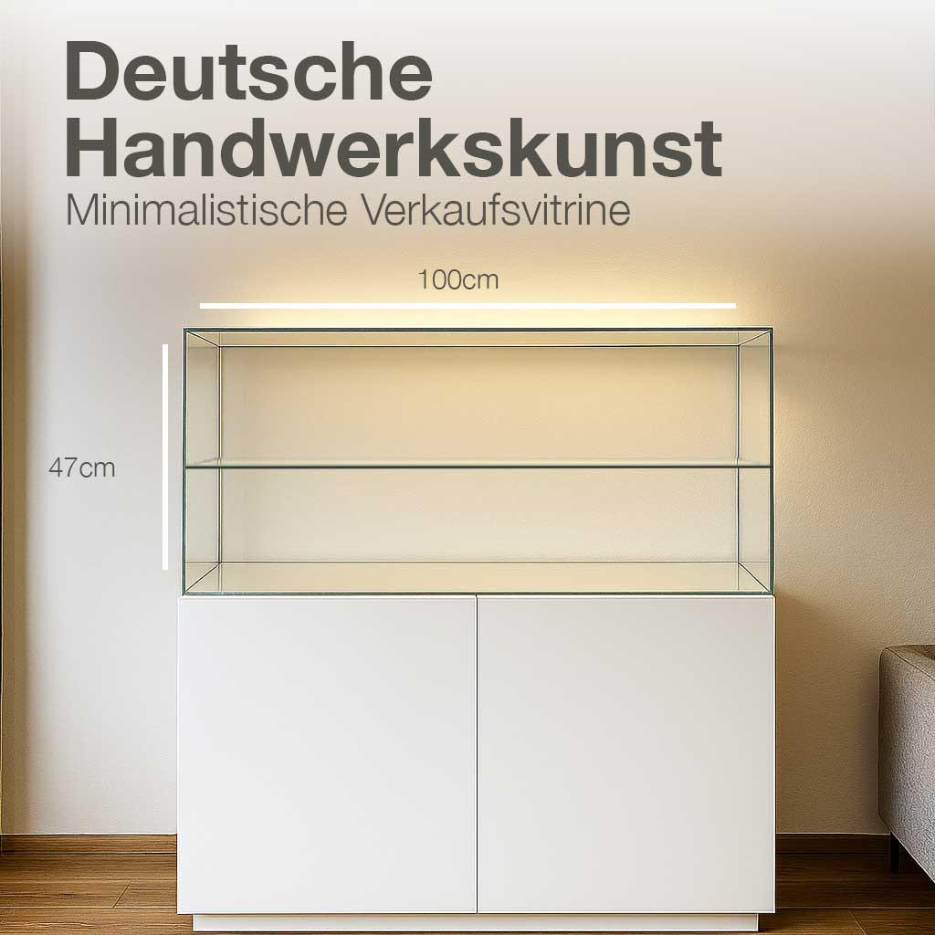 KUNSTVITRINE 36/100/47 cm mit Schiebetür, Schloss & Einlegeboden - Transparent, Glas (125/47/36cm) - K-Möbel