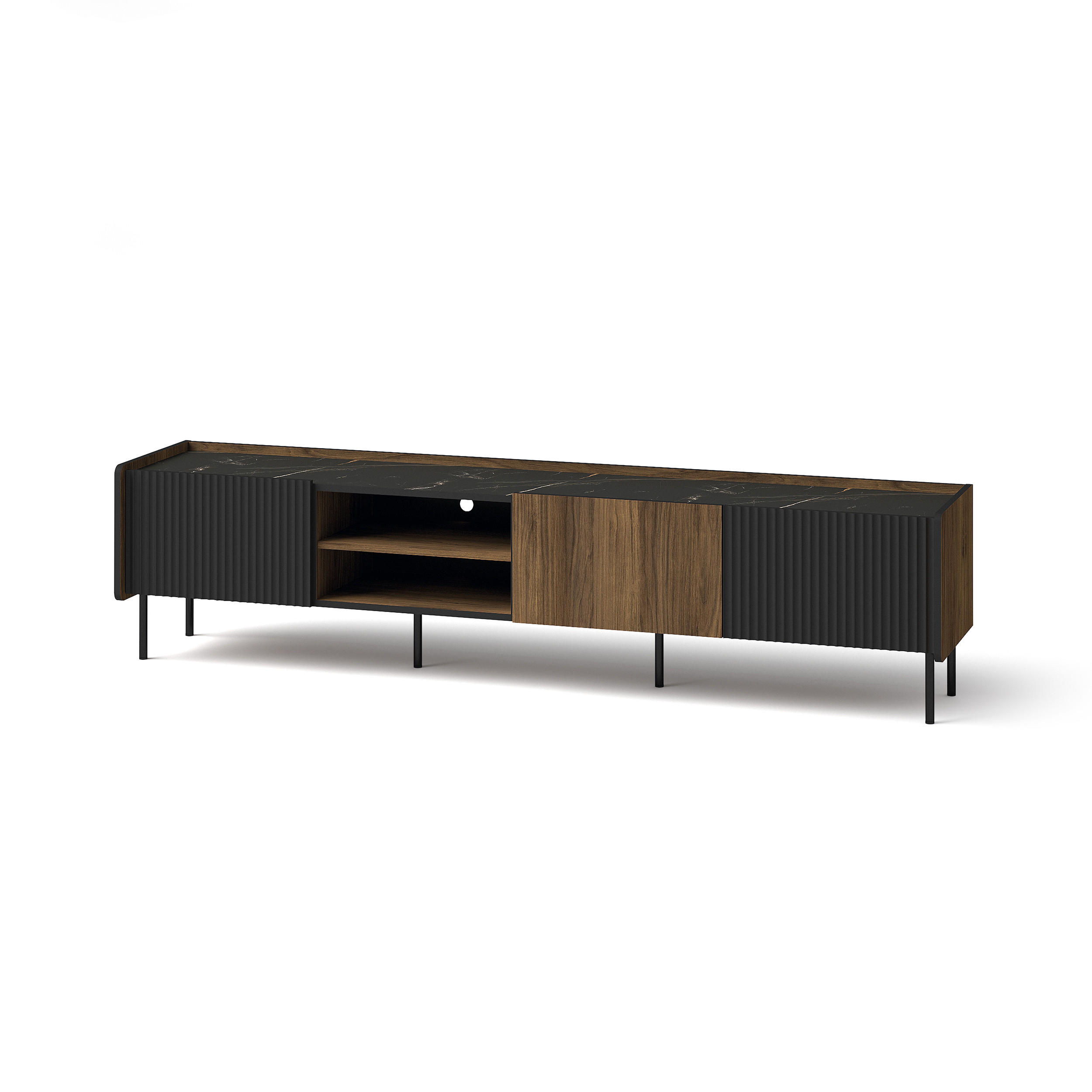 Beautysofa Lowboard Schwarz, Dunkelbraun 200x47x40 cm