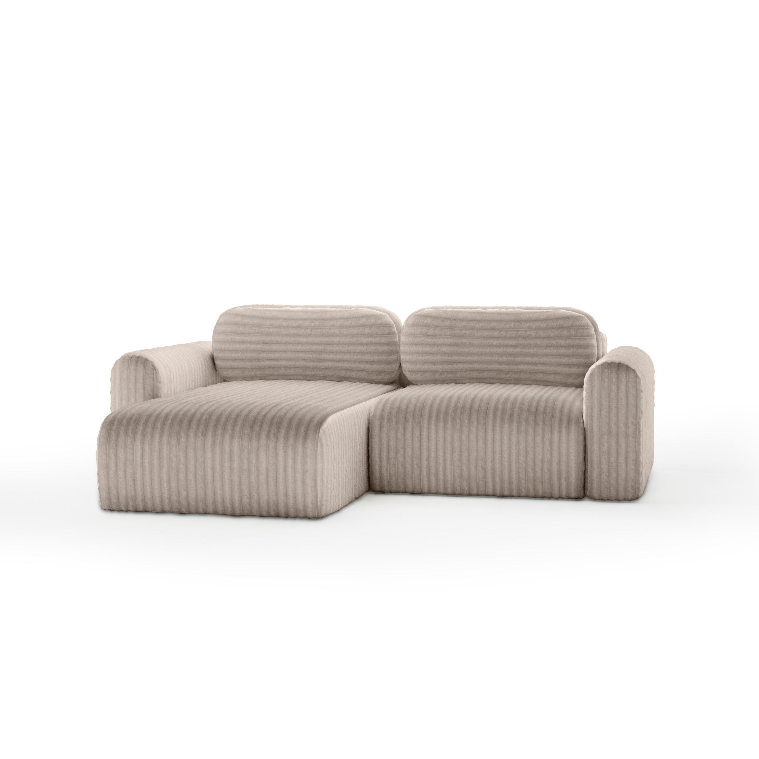 ECKSOFA mit Schlaffunktion Emmen Mini, Hellbraun - Hellbraun, Textil (246/100cm) - Fedve