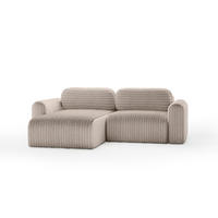 ECKSOFA mit Schlaffunktion Emmen Mini, Hellbraun - Hellbraun, Textil (246/100cm) - Fedve