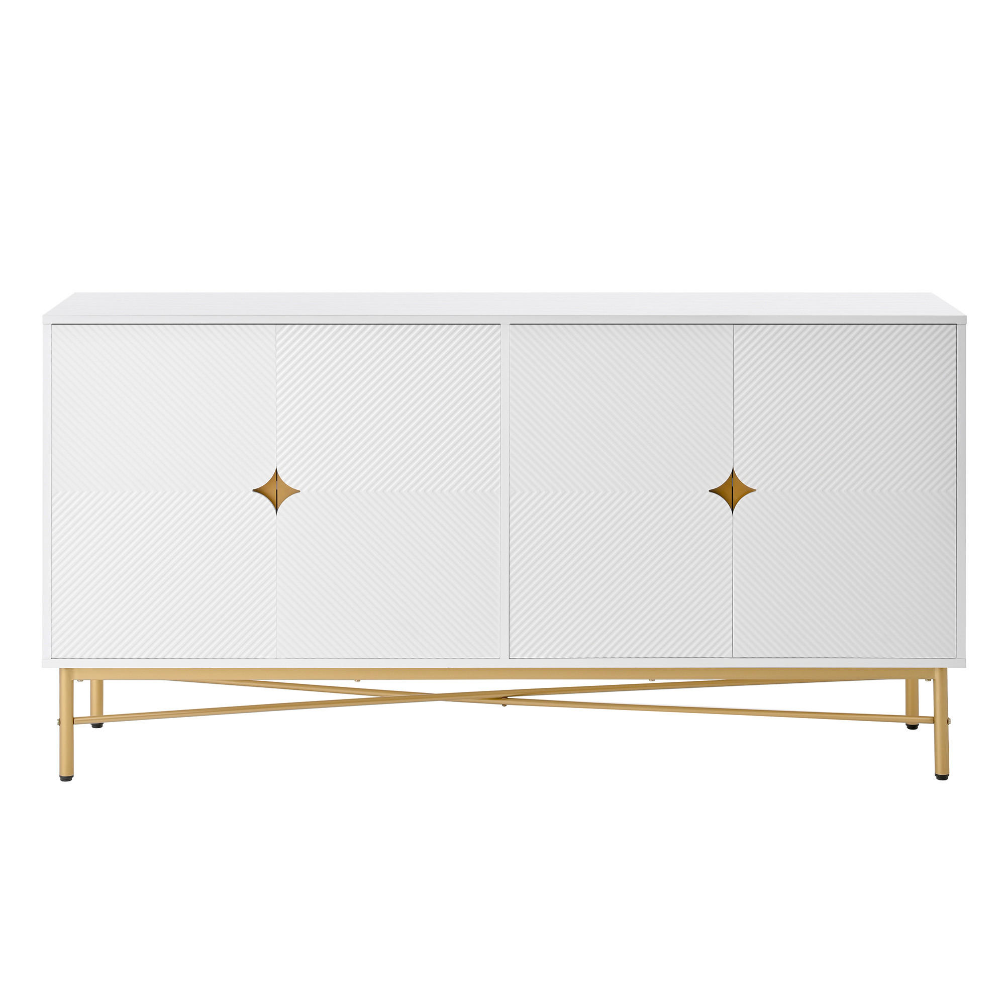 SIDEBOARD mit 2 Türen & 3 Schubladen, Weiß & Holzoptik, 120 x 40 x 80 cm - Weiß, Holzwerkstoff/Metall (160/82/40cm) - Urban Meuble