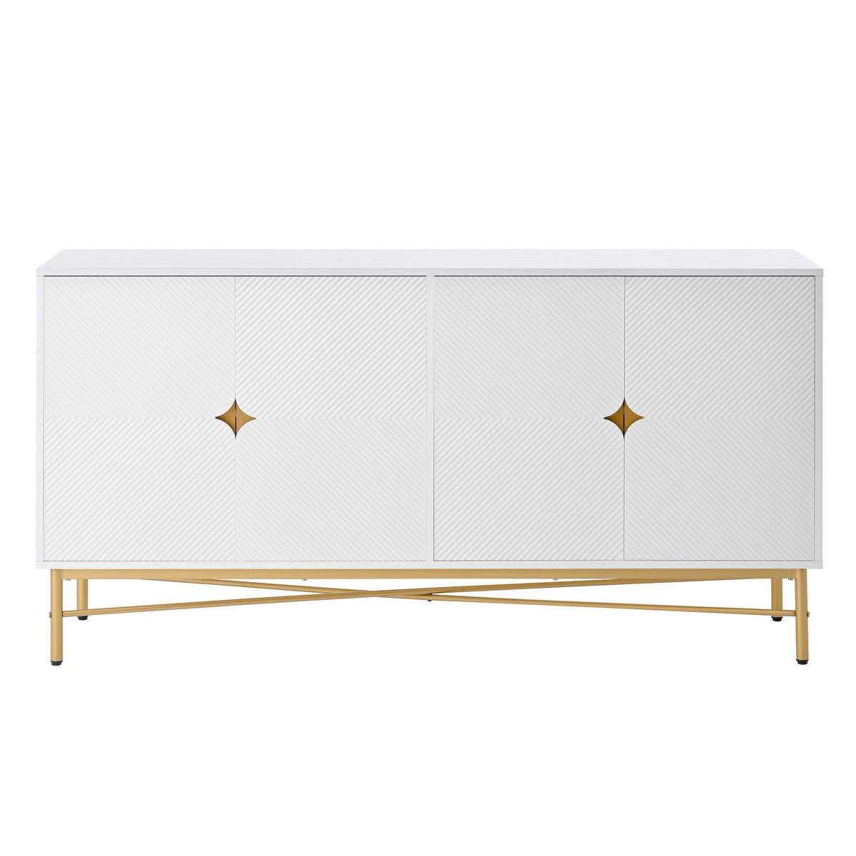 SIDEBOARD mit 2 Türen & 3 Schubladen, Weiß & Holzoptik, 120 x 40 x 80 cm - Weiß, Holzwerkstoff/Metall (160/82/40cm) - Urban Meuble
