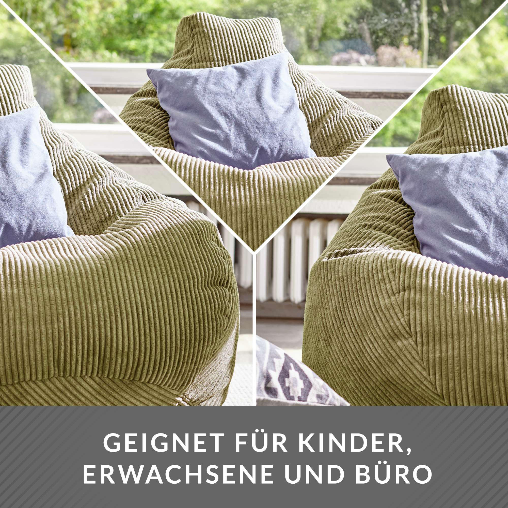 Thumbnail - Green Bean Sitzsack, Grün, Textil, Oval, 80x90x90 cm, Hergestellt in Deutschland, Wohnzimmer, Hocker, Sitzsäcke, XXL Sit...