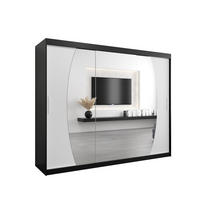 SCHWEBETÜRENSCHRANK 200/250/62 3-türig - Silberfarben/Schwarz, Holz/Kunststoff (250/200/62cm) - Abiks Möbel