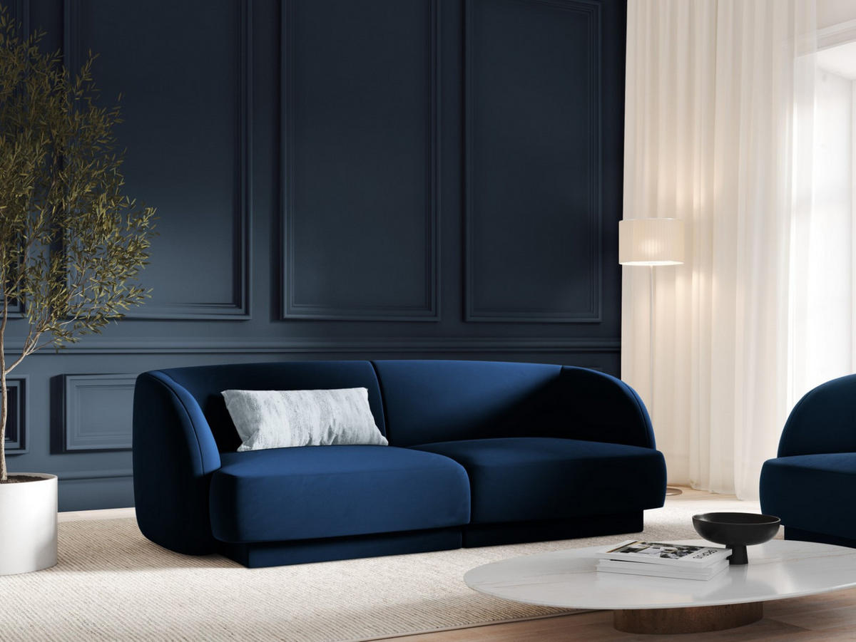 SOFA Miley aus Samt königsblau 2 Sitzplätze - Blau, Textil (90/70/180cm) - Micadoni
