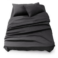 BETTLAKEN 3er Set - Spannbettlaken 180x200x30cm 2X Kissenbezug 50x80cm - Anthracit - Anthrazit, Textil (180/200cm)