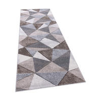 KURZFLORTEPPICH, geometrisch, aus Polypropylen, Florhöhe 9 mm, Braun-Beige, 80 x 300 cm - Beige, Textil (80/300cm) - KADIMA DESIGN