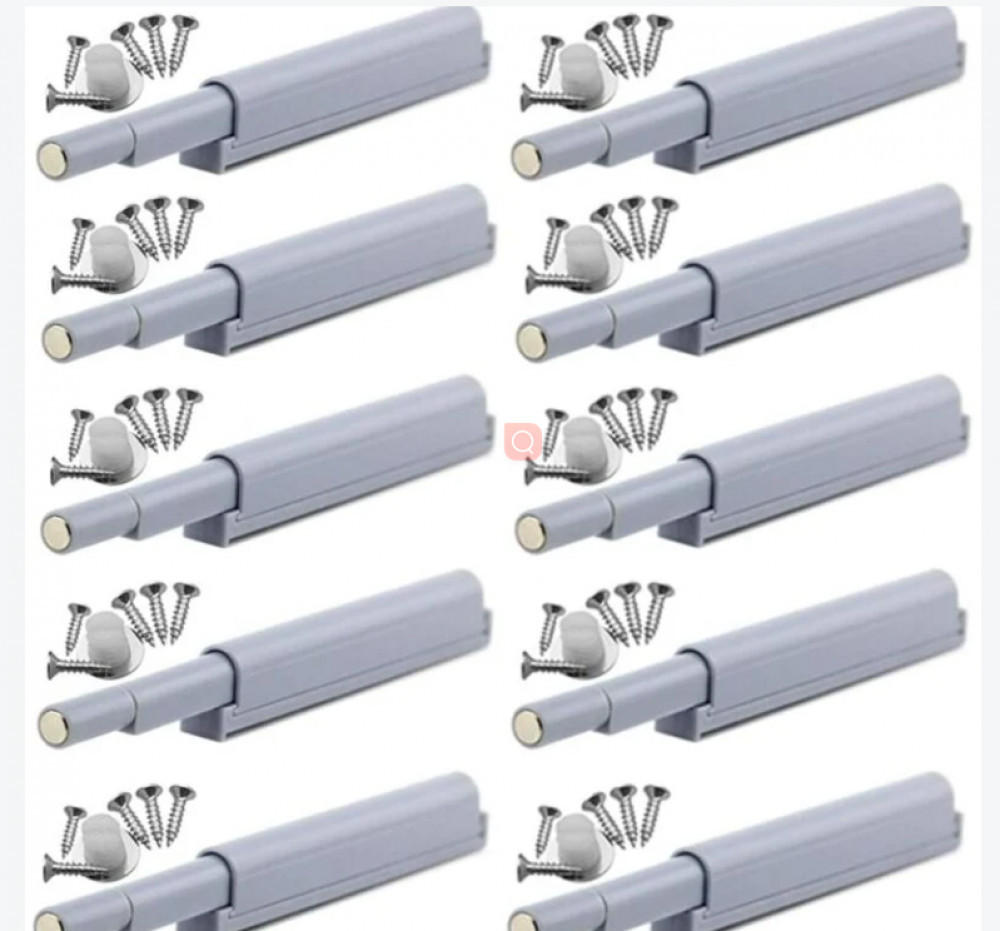 MÖBELGRIFF , 10 Push-to-Open-Magnettürschließer - Silberfarben, Kunststoff (1/1.45/12.4cm) - BELZ