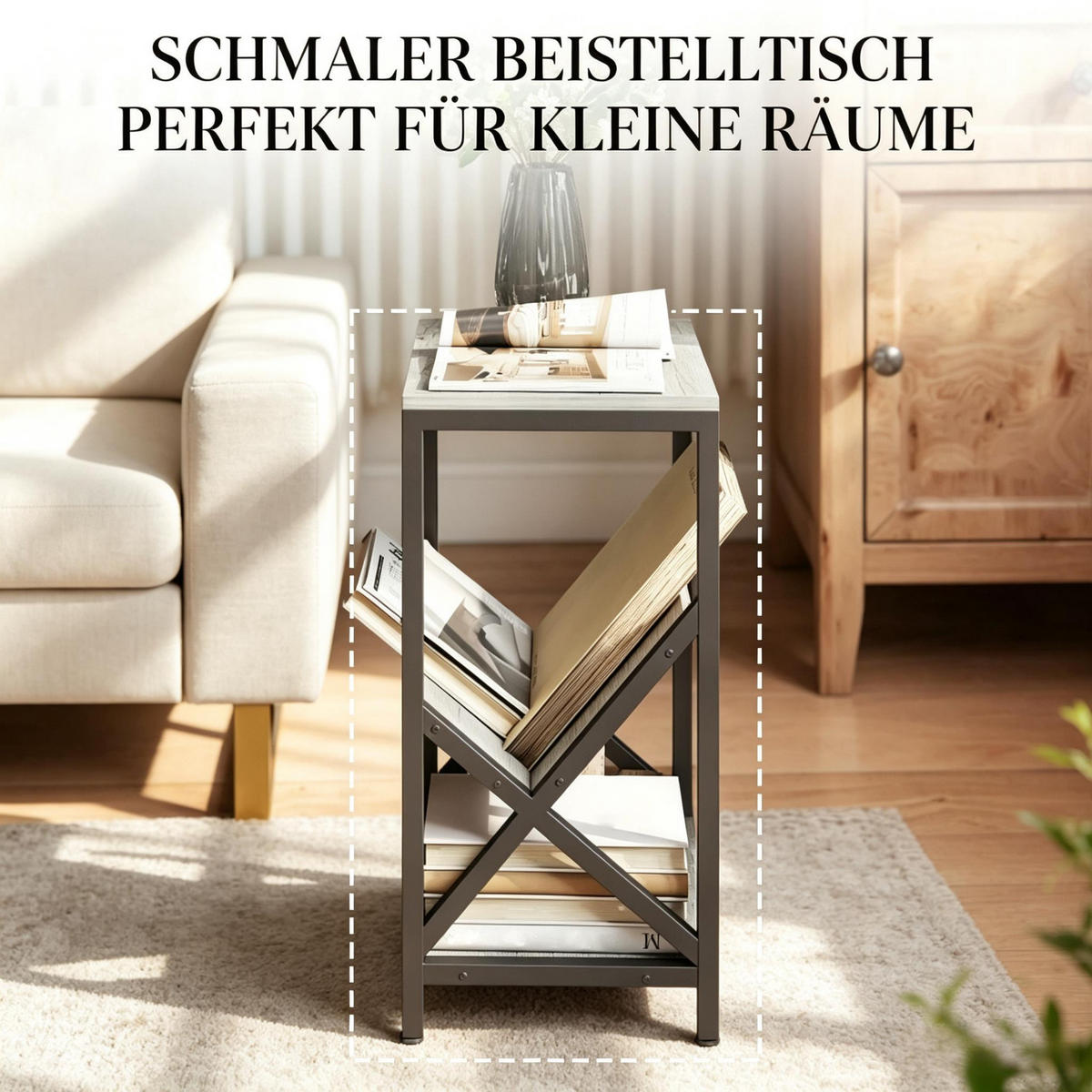 BEISTELLTISCH 3 Ebenen Dunkelgrau/Schwarz 40/30/61 cm - Schwarz/Grau, Holzwerkstoff/Metall (40/30/61cm)