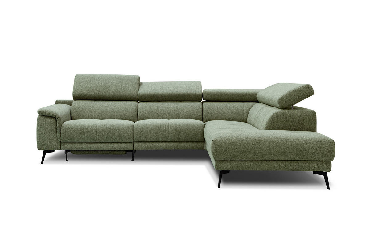 ECKSOFA FIERO 5-Sitzer mit 1 Relaxfunktion, olivgrün - Olivgrün, Holzwerkstoff/Textil (290/228cm) - Courtois Laville