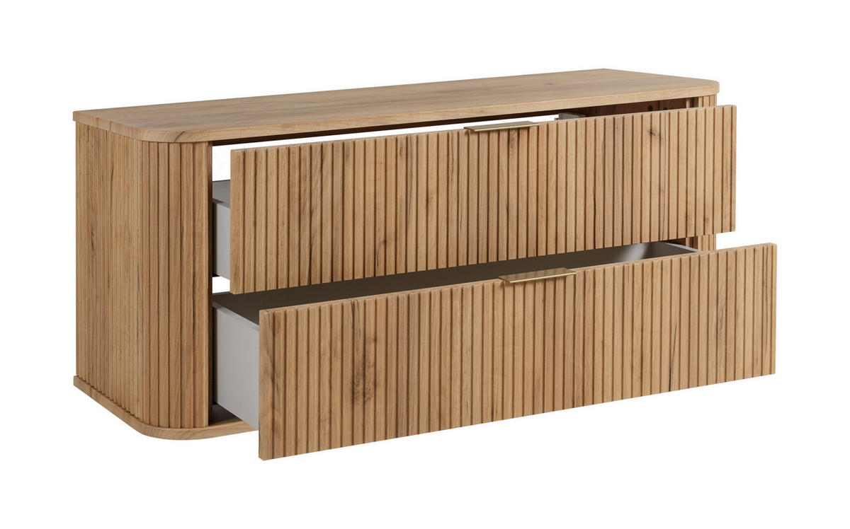 BADEZIMMERSCHRANK, Gold Craft Eiche, Schwarze Griffe, 41,5 x 120 x 51,7 cm - Eichefarben/Schwarz, Holzwerkstoff/Kunststoff (120/51.7/41.5cm) - 3XE LIVING