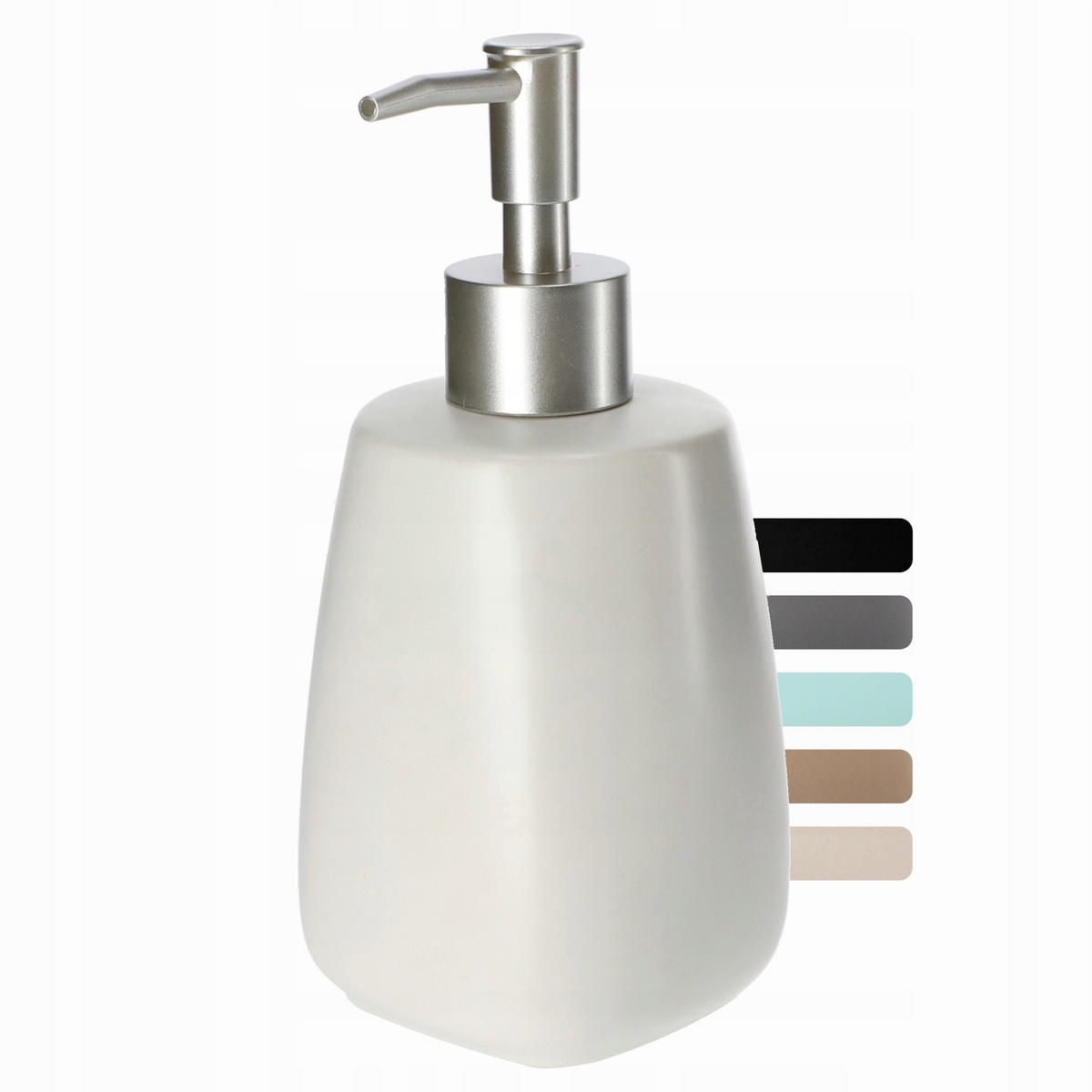 SEIFENSPENDER mit Pumpe, 400 ml, weiß - Weiß, Keramik (8/18cm) - KADAX
