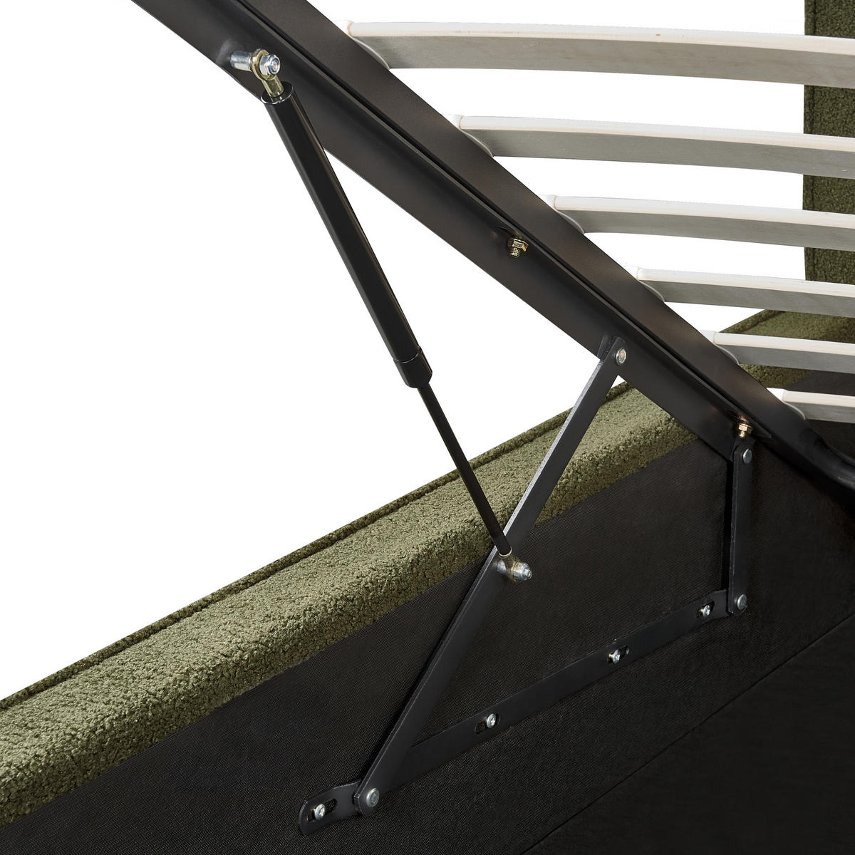 BETT mit Stauraum 180/200 cm Dunkelgrün Moissac - Dunkelgrün/Schwarz, Textil (180/200cm) - Beliani