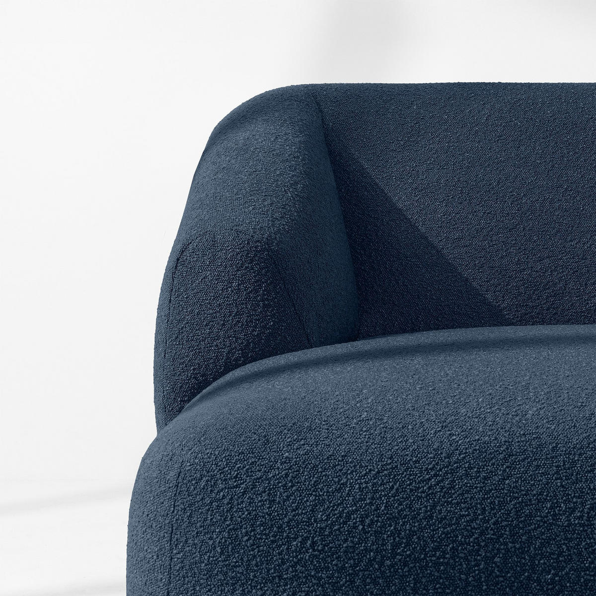 ECKSOFA LINKS VIRA, Marineblau, Bouclé - Schwarz/Dunkelblau, Holz/Holzwerkstoff (300/160cm) - KONSIMO®