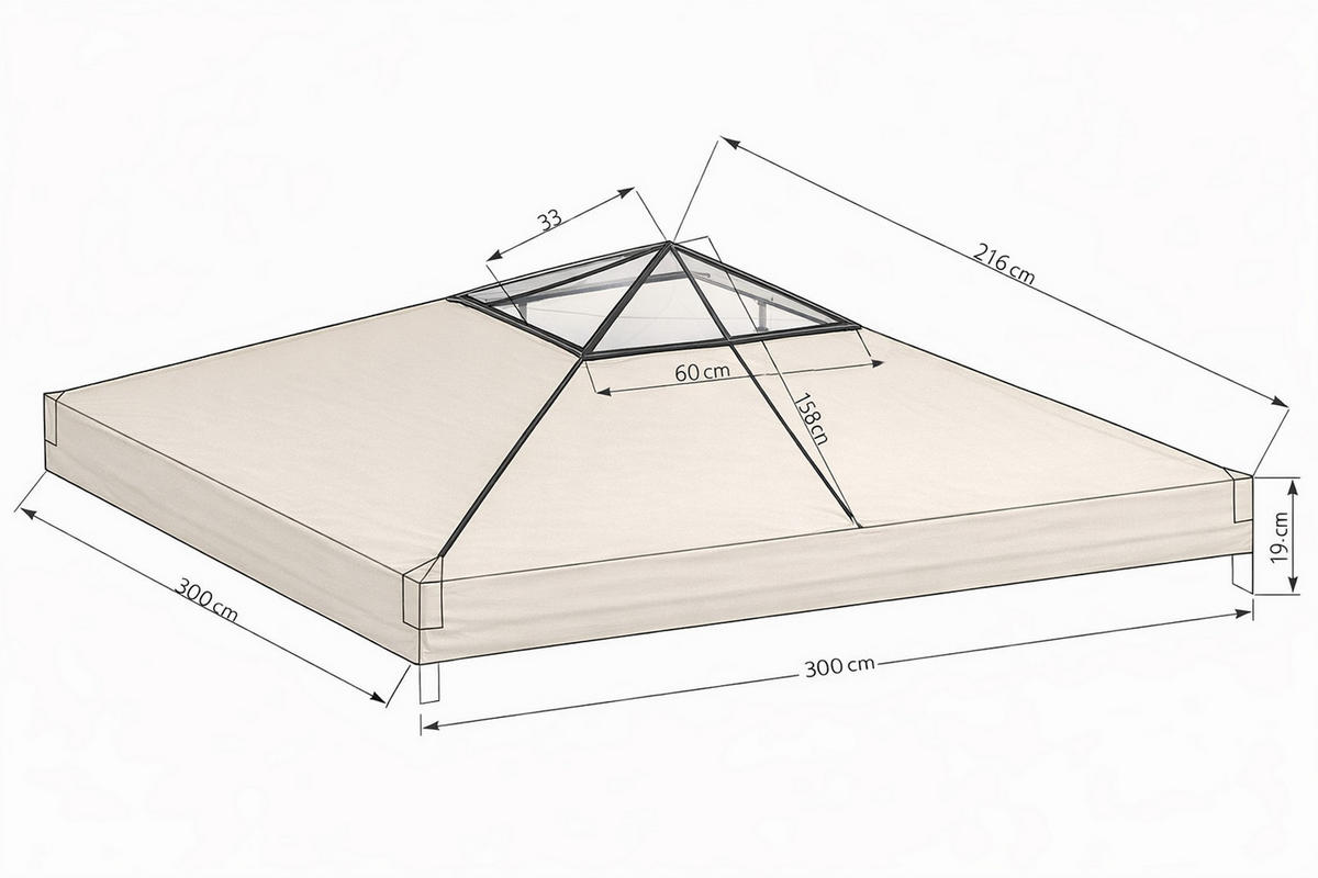 ERSATZDACH Rank-Pavillon mit Volant 3x3m Beige Clear Top - Beige, Textil (300/50/300cm) - QUICK STAR