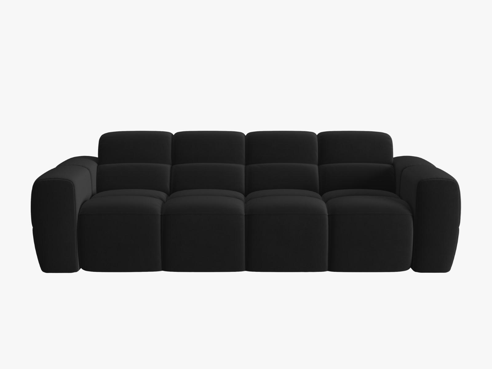 SOFA Lisa aus Samt schwarz 4 Sitzplätze - Schwarz, Textil (256/77/101cm) - Micadoni