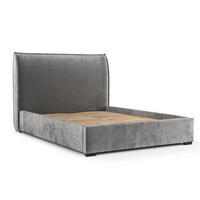 POLSTERBETT Como Grau 160/200 cm im Chenille-Stoff - Schwarz/Naturfarben, Holz/Holzwerkstoff (160/200cm) - Maison de Reve