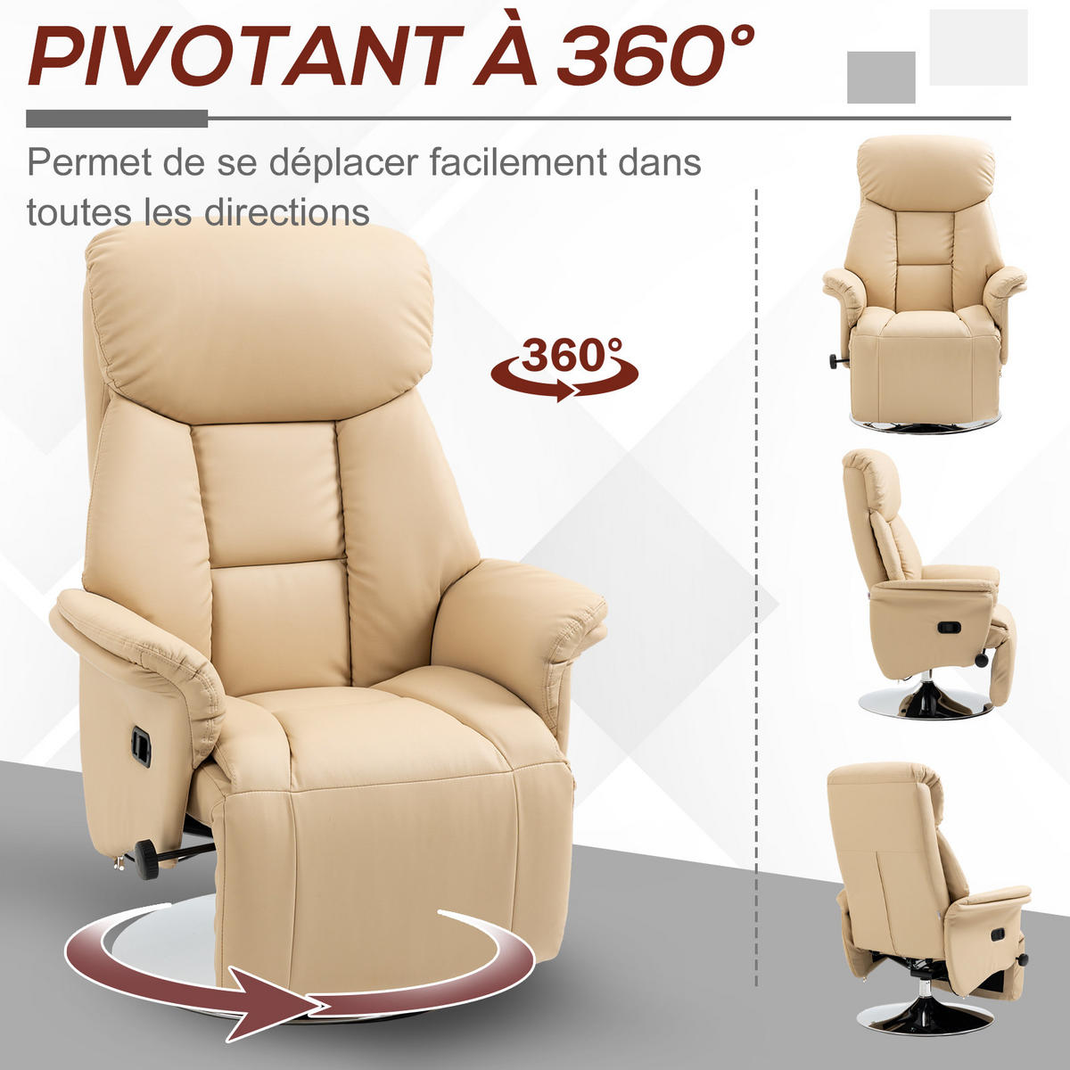 RELAXSESSEL DE-15365 130° neigbar mit ausklappbarer Fußstütze Beige - Beige, Metall (78/109/80cm) - ComfortXL