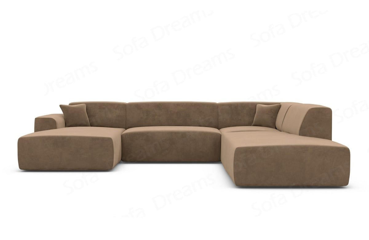 WOHNLANDSCHAFT Genova Braun Samtstoff - Braun, Kunststoff (326/70/263cm)