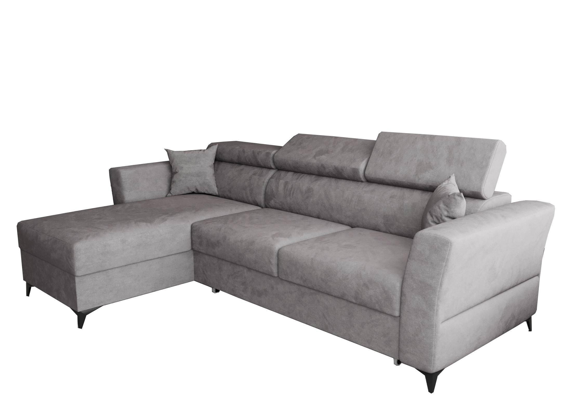 ECKSOFA L Form Ribella Grau 265/180/100 cm Links mit Schlaffunktion - Hellgrau/Schwarz, Textil/Metall (180/265cm) - AX Living