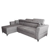 ECKSOFA L Form Ribella Grau 265/180/100 cm Links mit Schlaffunktion - Hellgrau/Schwarz, Textil/Metall (180/265cm) - AX Living