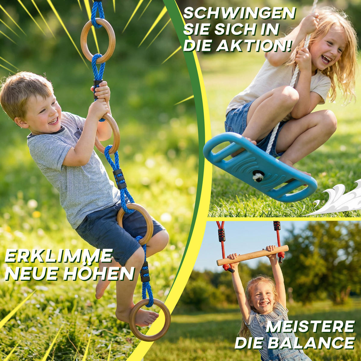 NINJA-WARRIOR 9er Set Kunststoff Holz Mehrfarbig - Multicolor, Kunststoff (5/1000cm) - AIYAPLAY