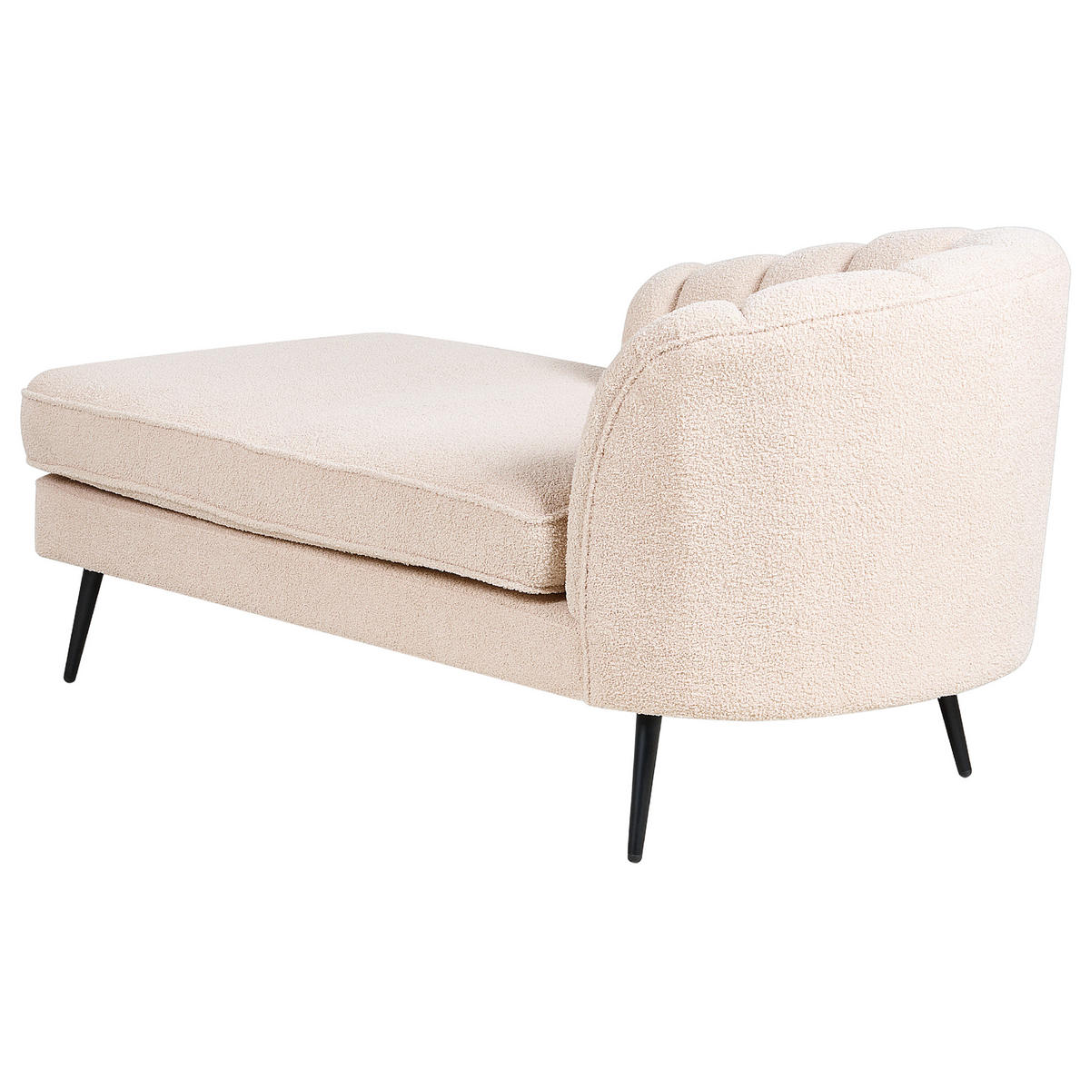 ČALOUNĚNÉ LEHÁTKO CHAISE LONGUE Bouclé světle béžové pravostranné Allier - černá/béžová, textil (150/75/76cm) - Beliani