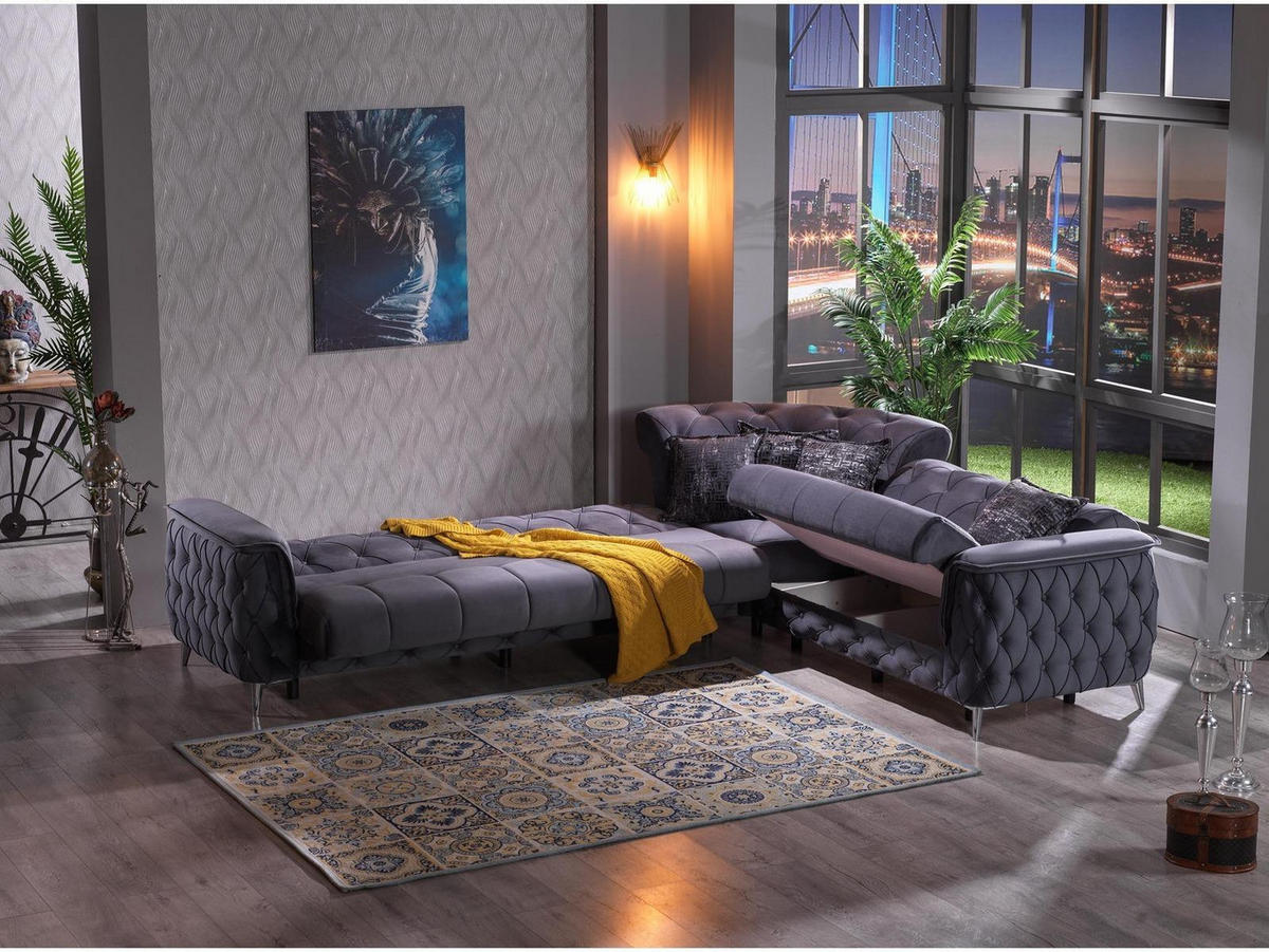 ECKSCHLAFSOFA Sucre Anthrazit - Langer Schenkel Links - Anthrazit, Holzwerkstoff/Kunststoff (315/245cm)