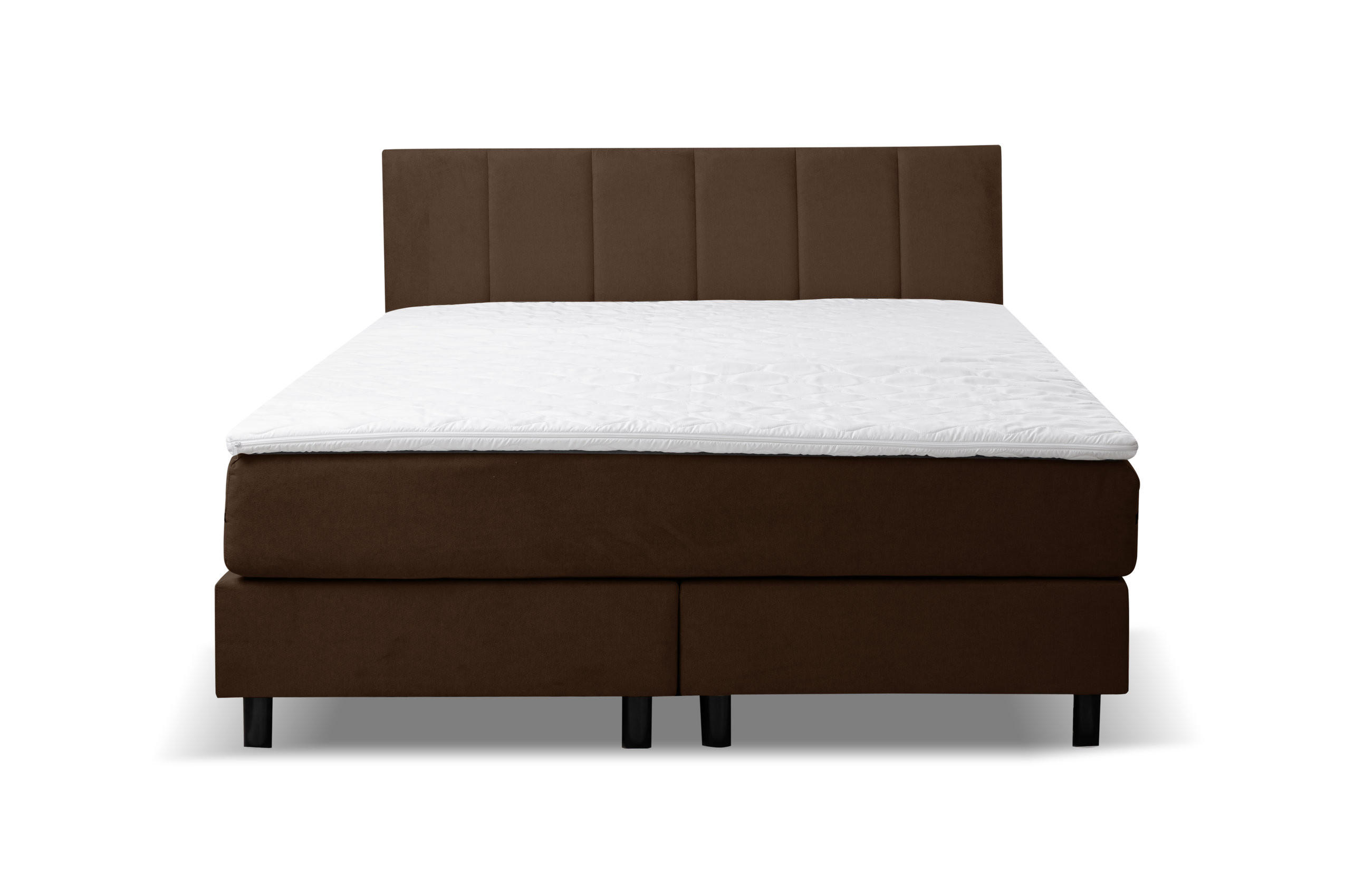 BOXSPRINGBETT Paris, Polsterbett Maße: 140x200 cm, Farbe: Braun, Velourstoff, Doppelbett mit Bonell-Matratze H3 inkl. Topper - Braun, Holz/Kunststoff (140/200cm) - VENASI MÖBEL
